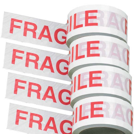 Fragile Printed Parcel Packing Tape (48mm x 66m) (2 Rolls)